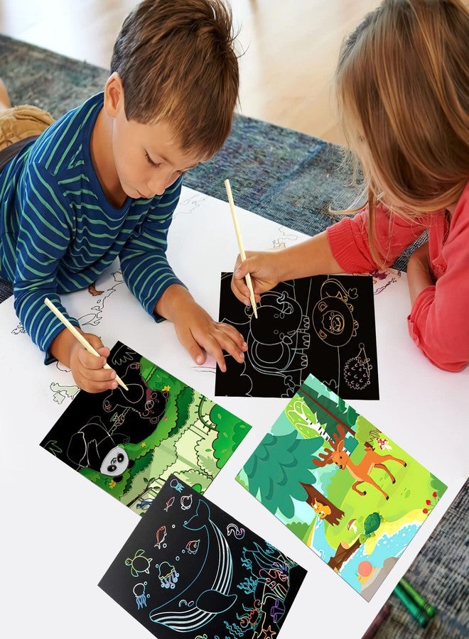 مجموعة من 3 أوراق رسم قابلة للخدش للأطفال، كتاب رسم سحري ملون للفتيات، كتاب رسم بألوان قوس قزح قابل للخدش مع 3 أقلام خدش لألعاب حفلات أعياد الميلاد، مجموعات مشاريع يدوية وهدايا حرفية - Image 4